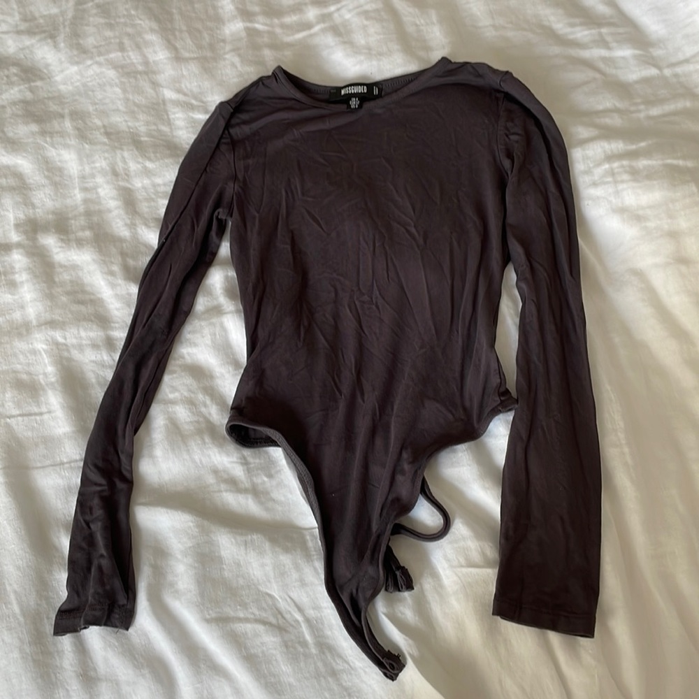 Missguided Black Long Sleeve Bodysuit